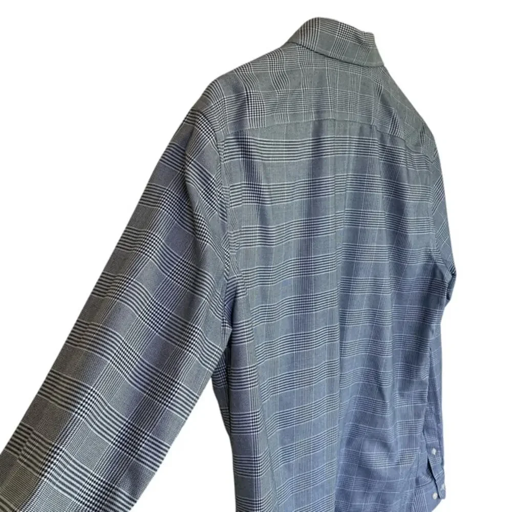 Banana Republic Grant Fit Black and White Gingham Button Down Shirt - Large Tall